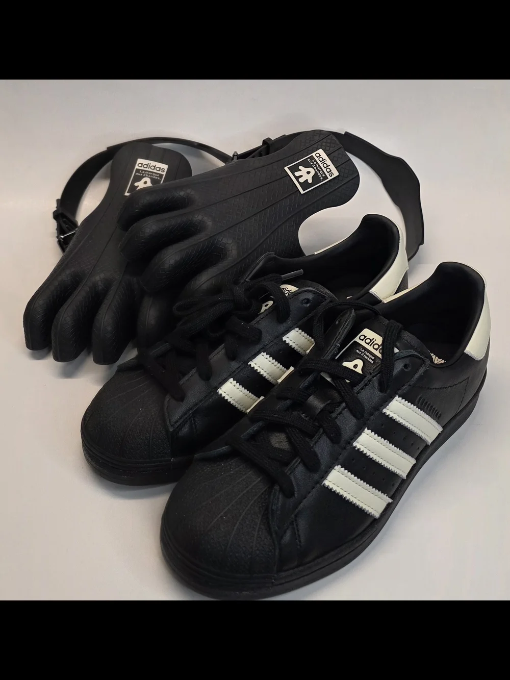 adidas Men’s Black Swim Fins with White Stripe Accents